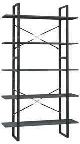 vidaXL Βιβλιοθήκη με 5 Ράφια Γκρι 100 x 30 x 175 εκ από Ξύλο Πεύκου