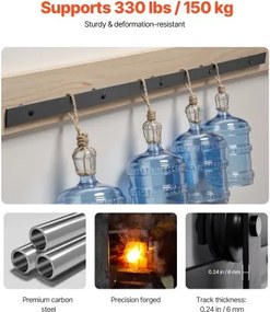 VEVOR 5FT Sliding Barn Door Hardware Kit for Single Sliding Barn Door Black