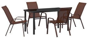 vidaXL Σετ Φαγητού Κήπου 5 Τεμαχίων Καφέ Ατσάλι και Δίχτυ