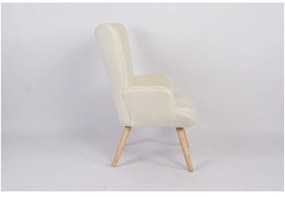 Πολυθρόνα ArteLibre MARION Λευκό Ύφασμα Μπουκλέ/Ξύλο 73x69x96cm