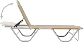 vidaXL Ξαπλώστρα Κρεμ από Αλουμίνιο και Textilene