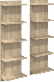 vidaXL Ράφι Τοίχου 2 pcs Sonoma Δρυς 30 x 15 x 100 εκ