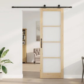 vidaXL Συρόμενη Πόρτα Χειροκίνητος Καφέ 78 x 232 cm Ξύλο και μέταλλο