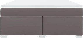 vidaXL Κρεβάτι Boxspring με Στρώμα Γκρι 180x200 εκ. Συνθετικό Δέρμα