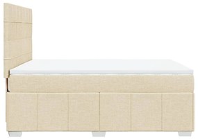 vidaXL Κρεβάτι Boxspring με Στρώμα Κρεμ 140x190 εκ. Υφασμάτινο