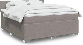 vidaXL Κρεβάτι Boxspring με Στρώμα Taupe 200x200 εκ. Υφασμάτινο