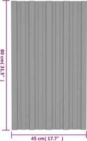 vidaXL Πάνελ οροφής 36 τεμ. Γκρι 80 x 45 cm Γαλβανισμένος χάλυβας