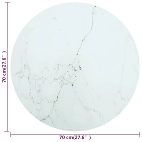 vidaXL Επιφάνεια Τραπεζιού Λευκή Ø70 x 0,8 εκ. Ψημ. Γυαλί Μαρμ. Σχέδιο