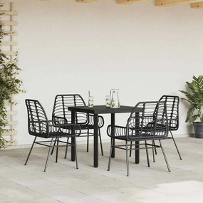 vidaXL Σετ Τραπεζαρίας Κήπου 5 Τεμαχίων Μαύρο Συνθετικό Ρατάν/Γυαλί
