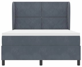 vidaXL Κρεβάτι με ελατήρια με στρώμα Σκούρο γκρι 160 x 200 cm Βελούδο