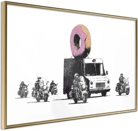 Αφίσα - Banksy: Donuts (Strawberry) - 30x20 - Χρυσό - Χωρίς πασπαρτού