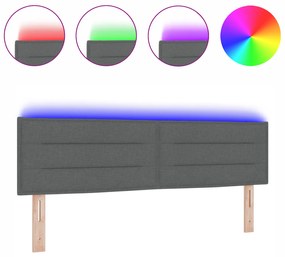 vidaXL LED Κεφαλόσκαλο Σχεδιασμός Γραμμών Σκούρο Γκρι 80 εκ Ύφασμα