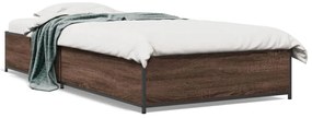 vidaXL Πλαίσιο Κρεβατιού Καφέ Δρυς 75x190 εκ. Επεξ. Ξύλο & Μέταλλο