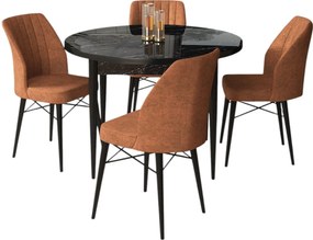 Dining Table &amp; Chairs Set (5 Pieces) Rox - Black Marble, Tile Red Black Marble
Tile Red