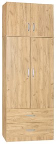 Ντουλάπα δίφυλλη και πατάρι Zelia pakoworld φυσικό 79x42x180εκ.