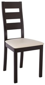 MILLER Καρέκλα Οξιά Σκούρο Καρυδί, PVC Εκρού -  45x52x97cm