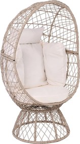 CROWN Πολυθρόνα Egg, Wicker Μπεζ, Μαξιλάρι Άσπρο   1τμχ