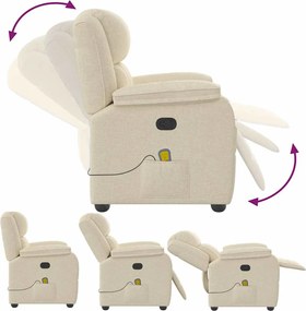 vidaXL Πολυθρόνα Μασάζ Ανακλινόμενη Κρεμ Υφασμάτινη