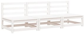 vidaXL Καναπέδες Κήπου Χωρ. Μπράτσα 3Τεμ Λευκοί 70x70x67εκ Μασίφ Πεύκο