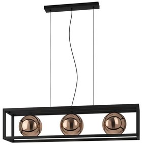 Φωτιστικό Οροφής - Ράγα Cordoba 390091 110x25x150cm 3xE27 40W Black-Copper Eglo Steel,Glass