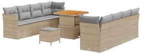 vidaXL Σετ Καναπέ Κήπου 11 pcs Μπέζ και Ανοιχτό Γκρι συνθετικό ρατάν