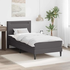 vidaXL Σκελετός κρεβατιού με στρώμα Γκρι 90 x 190 cm Τεχνητό Δέρμα