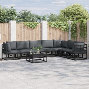 vidaXL Σετ Καναπέ Κήπου 7 pcs Μαύρο 70 x 70 x 32 εκ Αλουμίνιο