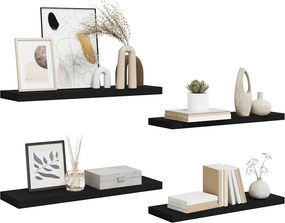 vidaXL Ράφια Τοίχου 4 τεμ. Μαύρα 80x23,5x3,8 εκ. MDF