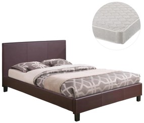 Επενδυμένο Κρεβάτι με Στρώμα BECCA Διπλό Καφέ Τεχνόδερμα 150x200εκ 157x207x96 εκ.