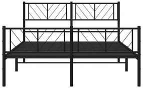 Πλαίσιο Κρεβατιού με Κεφαλάρι&amp;Ποδαρικό Μαύρο 140x190εκ. Μέταλλο - Μαύρο
