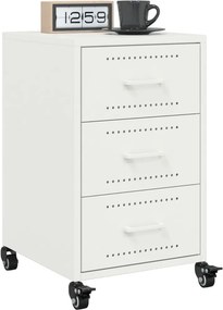 vidaXL Κομοδίνο Λευκό 36x39x59 εκ. από Χάλυβα