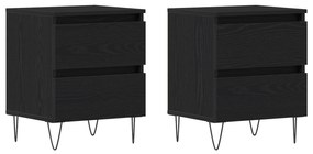 vidaXL Κομοδίνα 2 τεμάχια Μαύρη Δρυς 40x35x50 εκ Επεξεργασμένο Ξύλο
