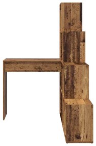 vidaXL Γωνιακό γραφείο με ράφι Παλαιό ξύλο 101.5 x 149.5 x 149.5 εκ.