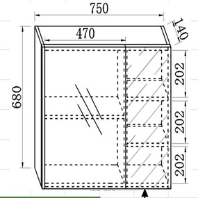 Martin Dione Led 80 - Καθρέπτης μπάνιου με ντουλάπι (75x14x68)