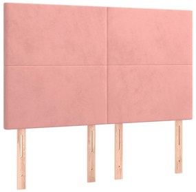 vidaXL Κρεβάτι Boxspring με Στρώμα &amp; LED Ροζ 140x190 εκ. Βελούδινο