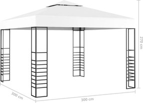 vidaXL Κιόσκι με Φωτάκια LED Λευκό 3 x 3 μ.