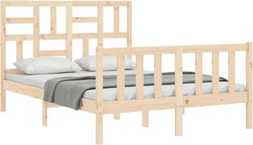 vidaXL Πλαίσιο Κρεβατιού με Κεφαλάρι από Μασίφ Ξύλο Double