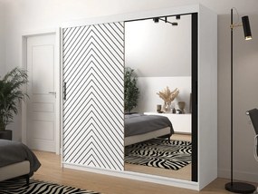 Ντουλάπα συρόμενη Jodelka με καθρέφτη-Leuko-Mauro-Μήκος: 200 εκ.