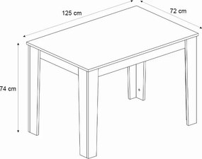 Σετ τραπεζαρία 5τμχ Darlen - Vela Megapap χρώμα λευκό 125x72x74εκ.