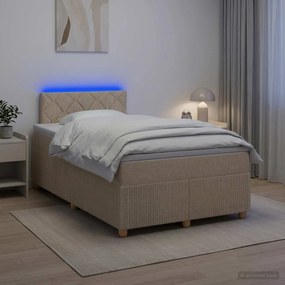 vidaXL Κρεβάτι box spring με στρώμα Κρεμ 120 x 190 cm Ύφασμα