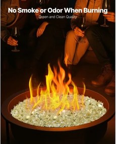 VEVOR 10 LBS Fire Glass 1/2-Inch Fireplace Glass Rocks for Fire Pit Table Gold