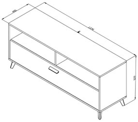 Έπιπλο Τηλεόρασης Umbria TV 140 Artisan - Μαύρο 137x40x57 εκ.