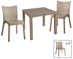 Dining set Explore-Confident set 5pieces PP cappuccino 90x90x73,5cm 90x90x73.5 εκ.