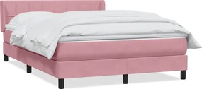 vidaXL Box Spring κρεβάτι με στρώμα ροζ 140x220 cm Βελούδινο