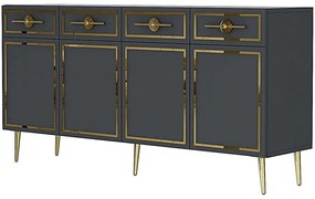 Μπουφές Belly 475OLV3117 150x35x75cm Anthracite-Gold Μοριοσανίδα, Μελαμίνη