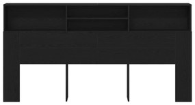 vidaXL Μαύρο κεφαλάκι από ξύλο δρυς, 200 x 19 x 103.5 εκ, Επεξεργασμένο ξύλο