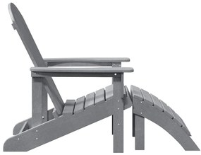 vidaXL Καρέκλα Adirondack με Ποδόστρωμα Ανοιχτό Γκρι HDPE
