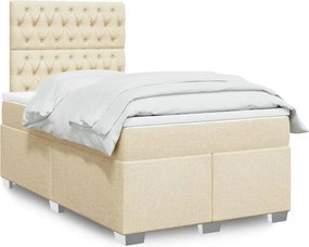 vidaXL Κρεβάτι Boxspring με Στρώμα Κρεμ 120x190 εκ. Υφασμάτινο