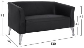 ΚΑΝΑΠΕΣ 2ΘΕΣΙΟΣ KIANA HM3122.21 ΜΕ ΜΑΥΡΟ PU 130x75x71 εκ.
