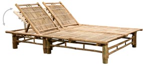 vidaXL Ξαπλώστρα Διπλή από Μπαμπού με Μαξιλάρια